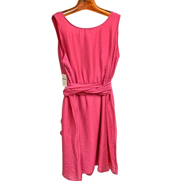 Coldwater Creek Cabaret Pink Fit and Flare Wrap Belted Dress - Picture 9 of 12